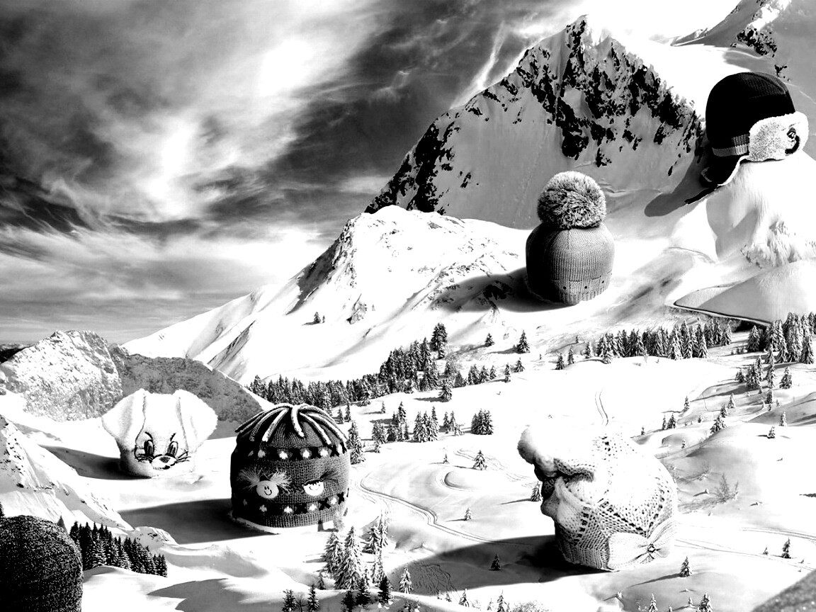 Прикольные шапки на горных вершинах обои