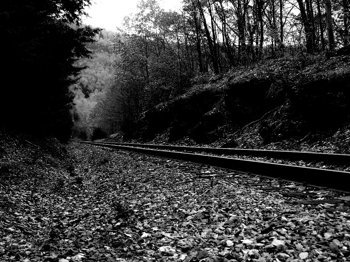 Железная дорога в скалистой местности обои