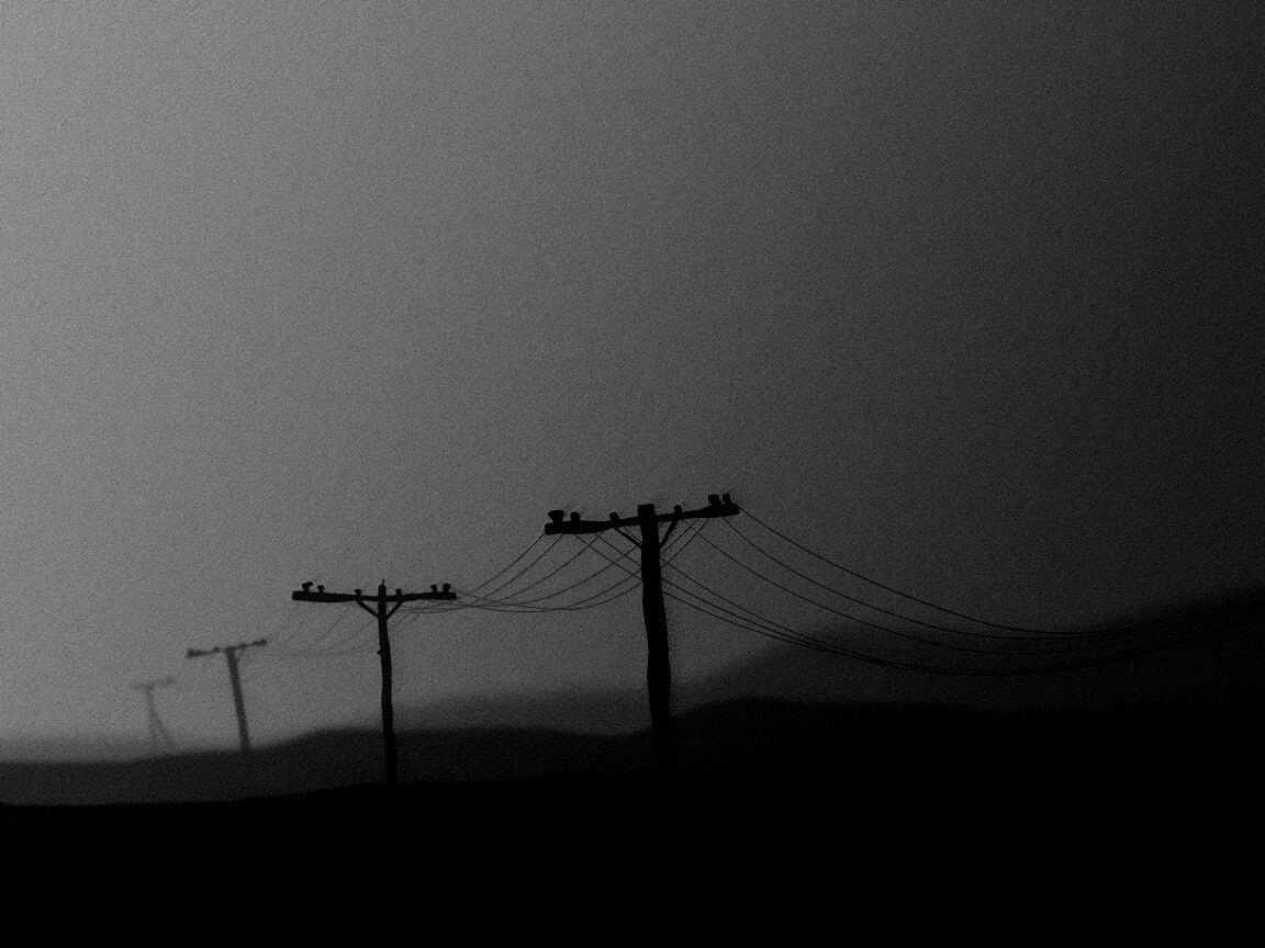 Столбы в тумане обои