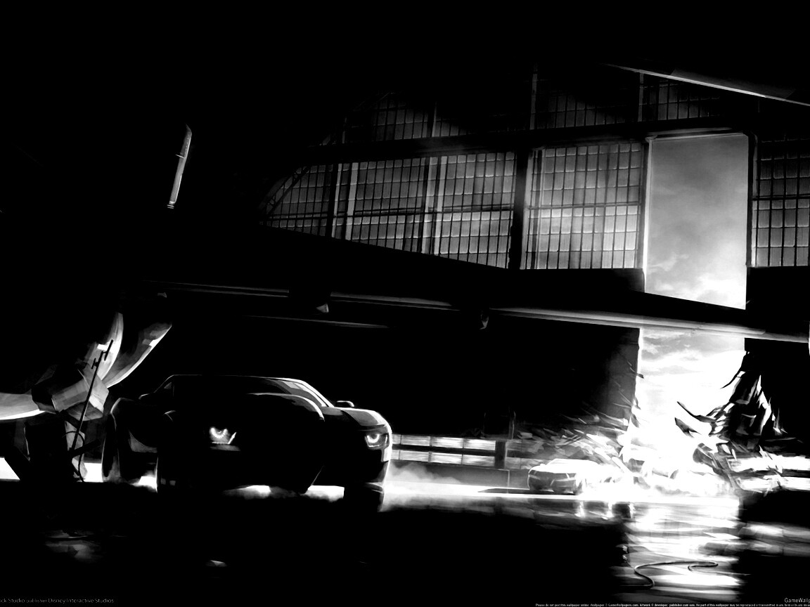 Машины въезжают в ангар обои