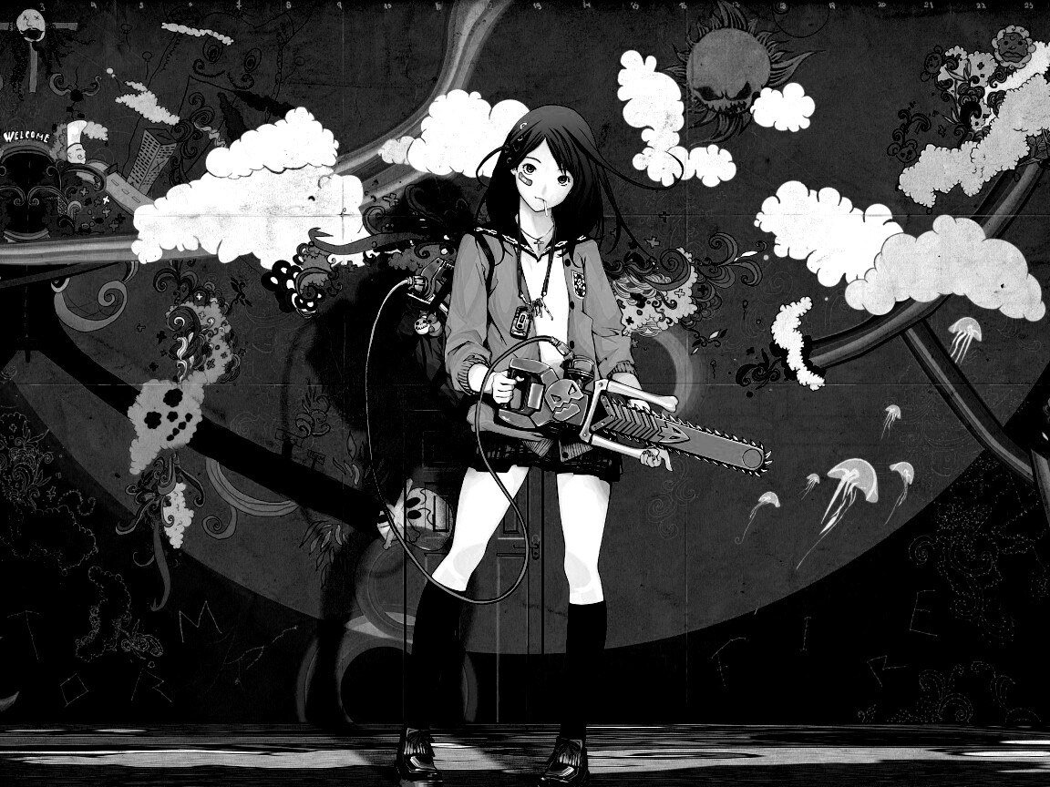 Девушка с бензопилой обои