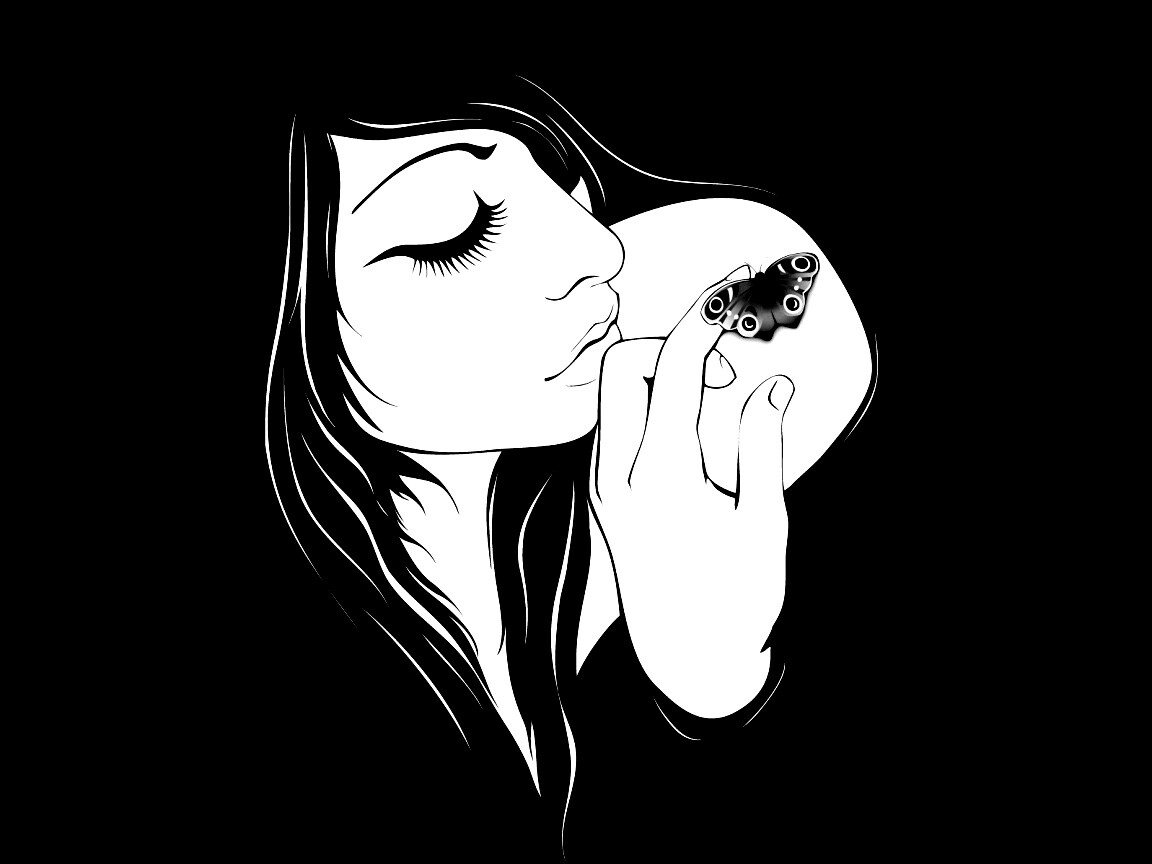 Бабочка на плече обои