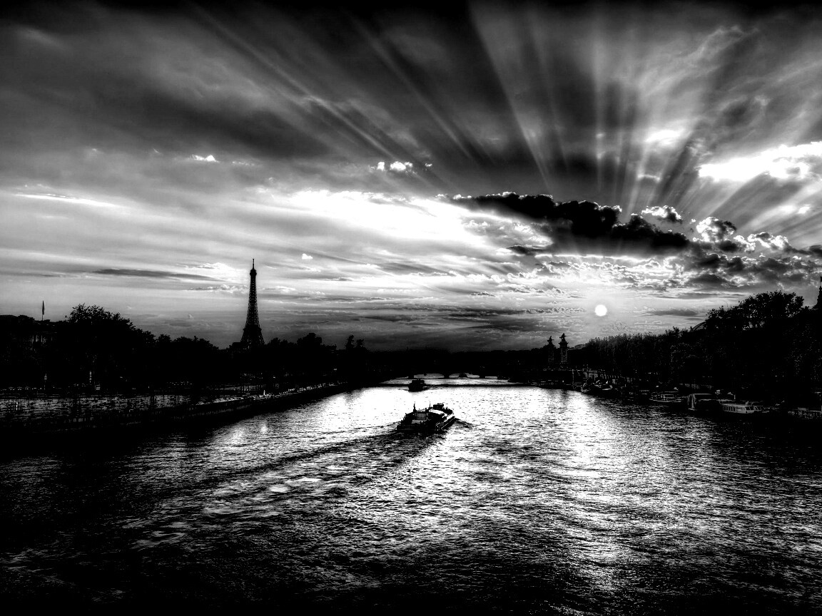Закат над парижем HDR обои