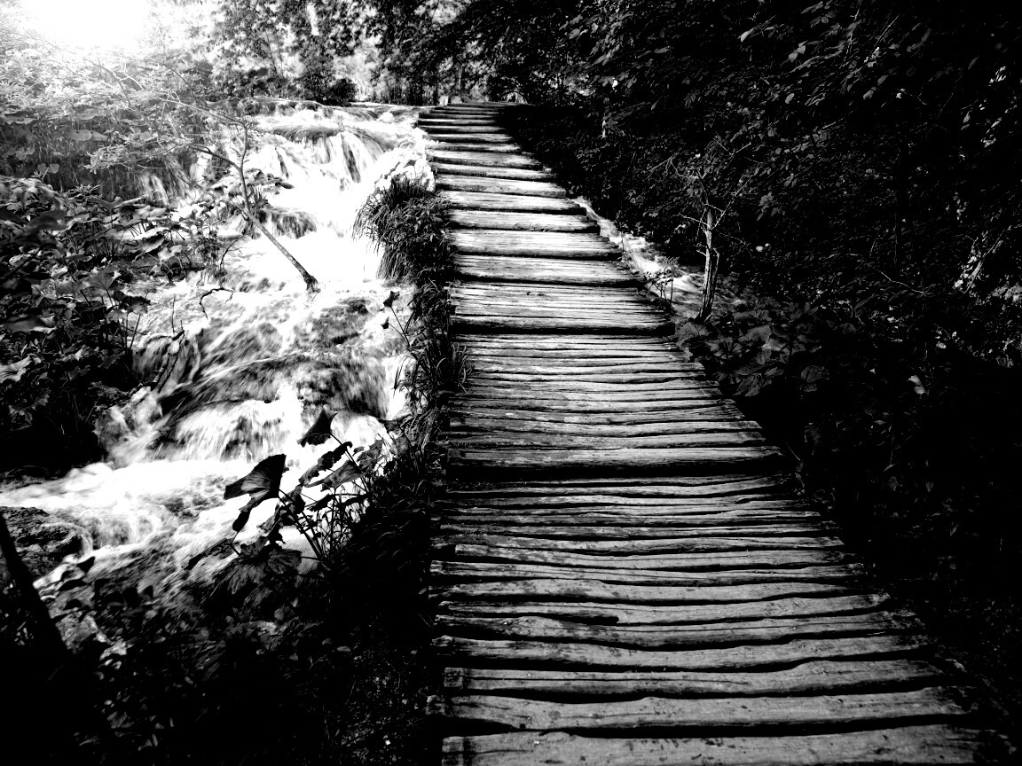 Деревянная дорожка над ручьем обои