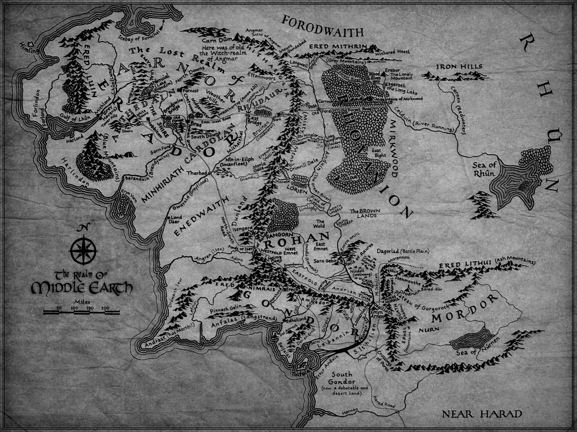 Карта Средиземья обои