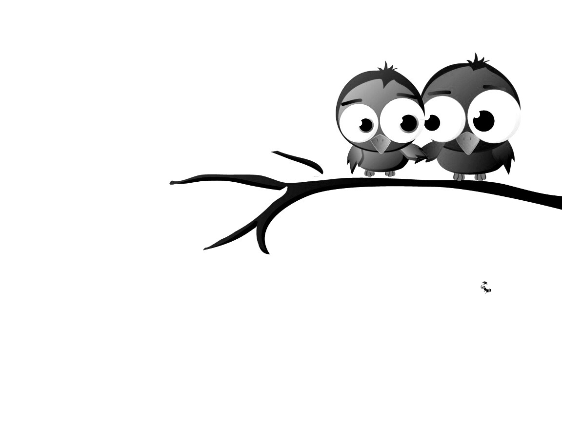 Две птички на ветке щебечут о любви обои