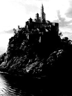 Замок на скале обои