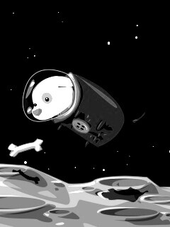 Собачка на луне обои