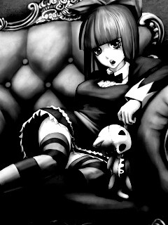 Девочка с куклой котенка обои