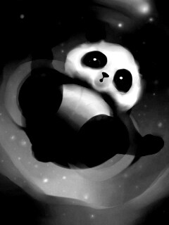 Маленькая панда и лужа обои