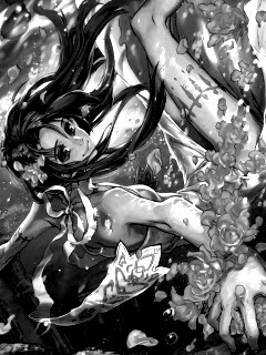 Девушка из аниме под водой обои