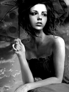 Девушка с зонтиком обои