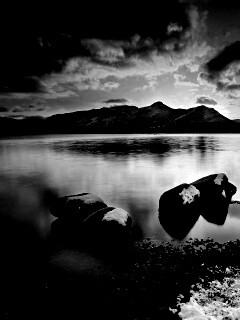 Картинный закат на озере обои