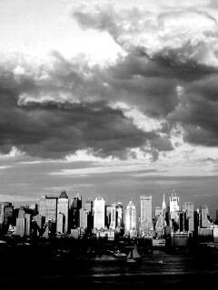 Панорама города на закате обои