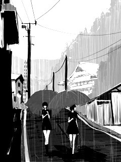 Девушки с красными зонтами обои