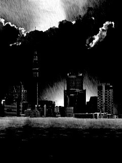 Гроза над городом обои