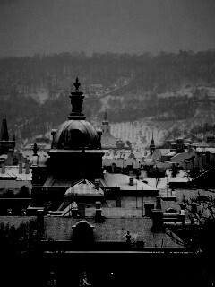 Город зимой обои