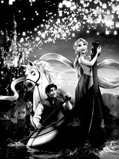 Рапунцель принц и конь в лодке обои