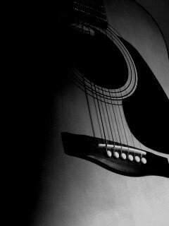 Акустическая гитара в синих тонах обои