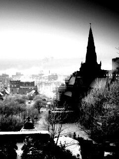 Закатный город зимой обои