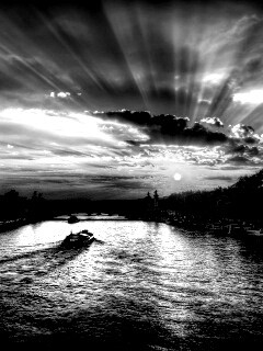 Закат над парижем HDR обои