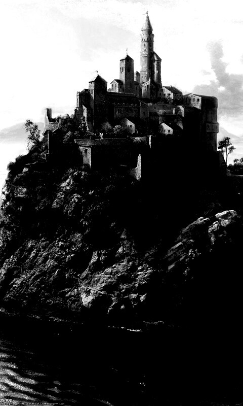 Замок на скале обои