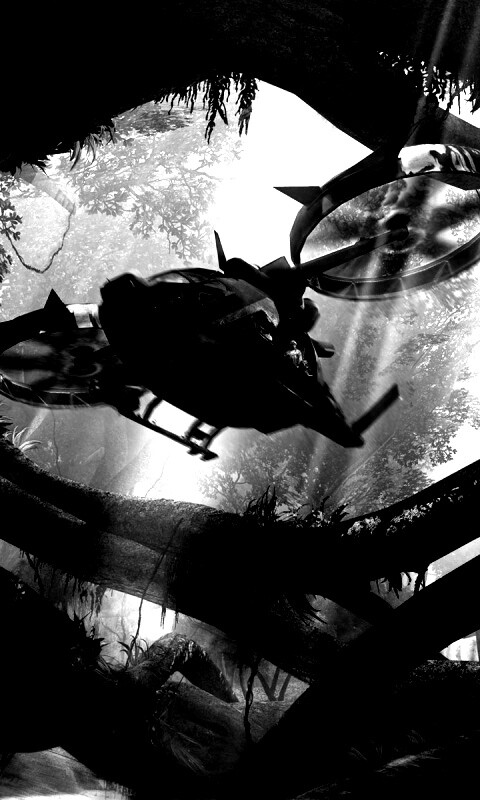 Вертолет в инопланетных джунглях обои