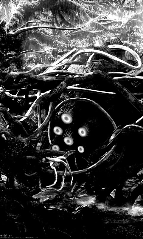 Космический корабль в джунгялх обои