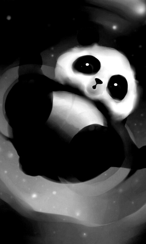 Маленькая панда и лужа обои