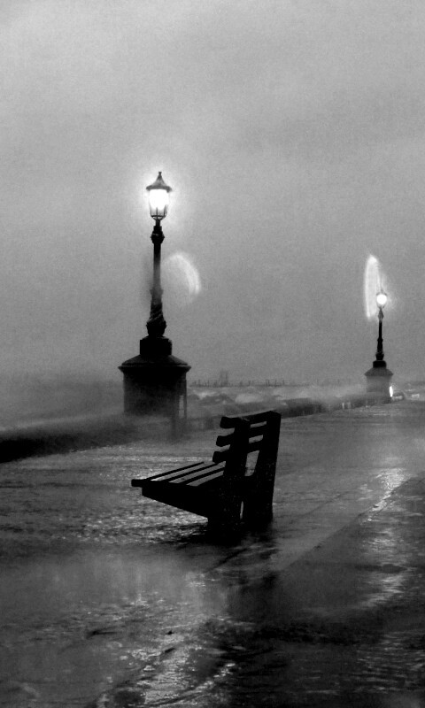 Набережная в ливень обои