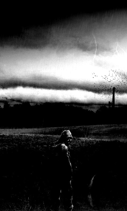 Сталкер под дождем обои