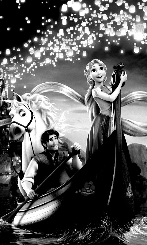 Рапунцель и Флин на лодке обои