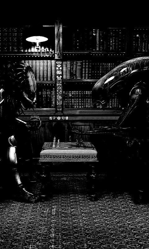 Чужой против хищника в шахматы обои