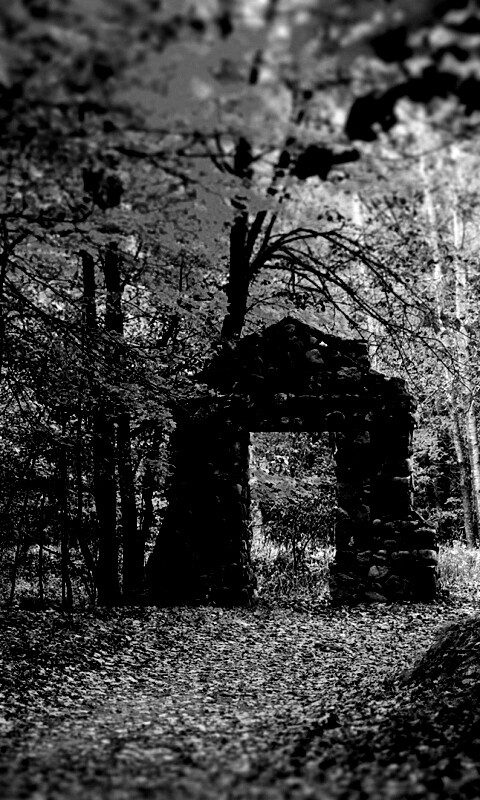 Каменная арка в осеннем лесу обои