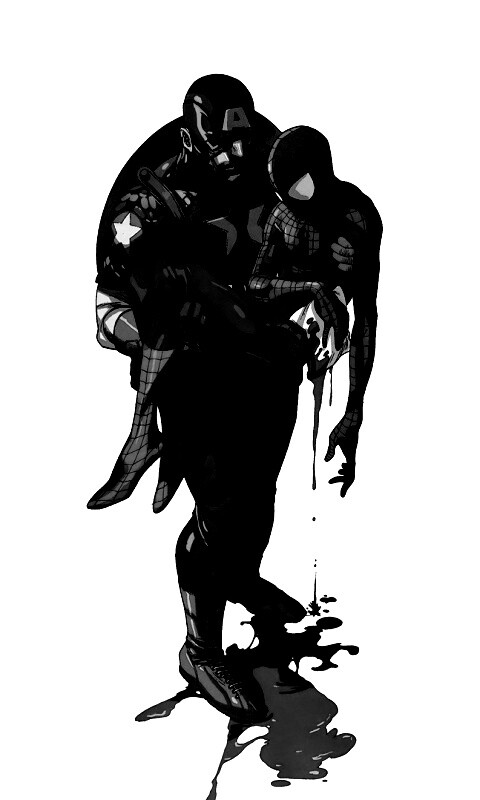 Капитан Америка и раненный Человек-паук обои