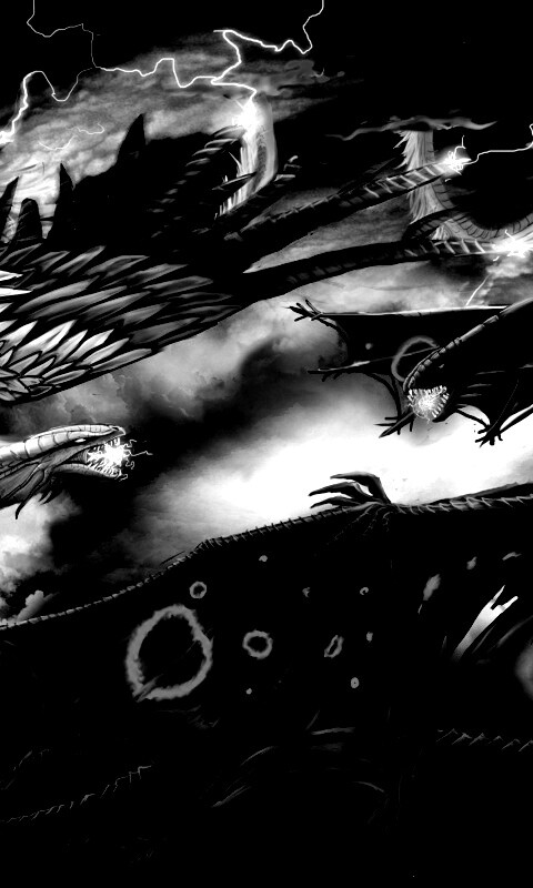 Живописная битва молнии и огня обои