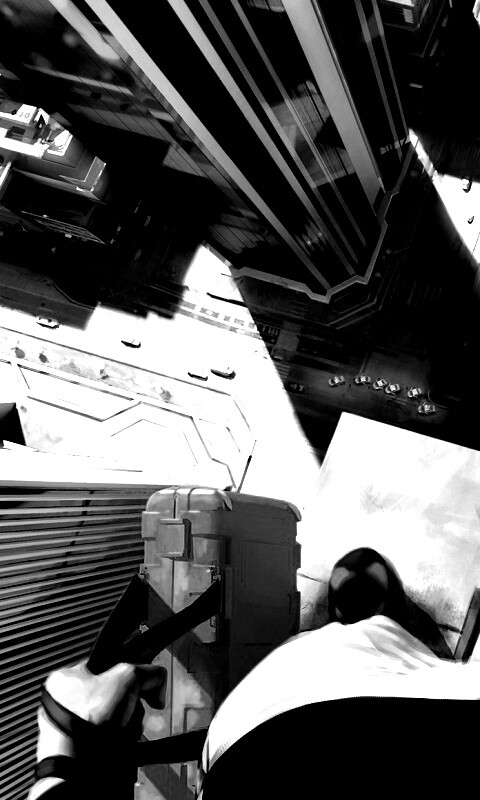 Фейт на краю небоскреба обои