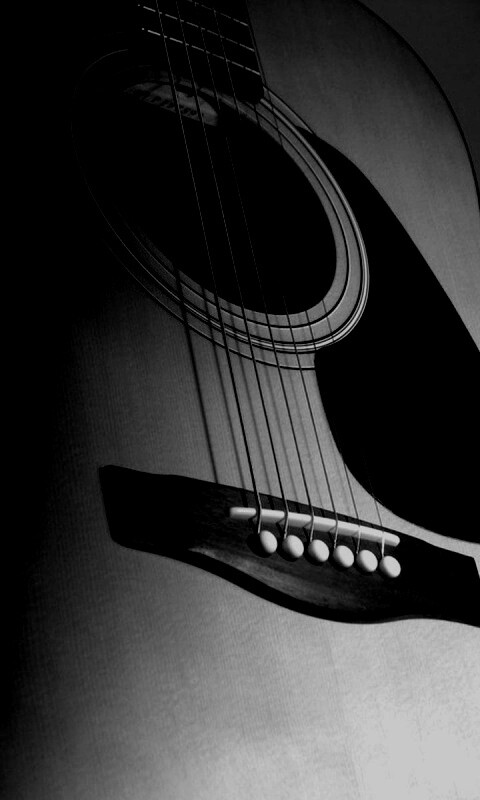 Акустическая гитара в синих тонах обои