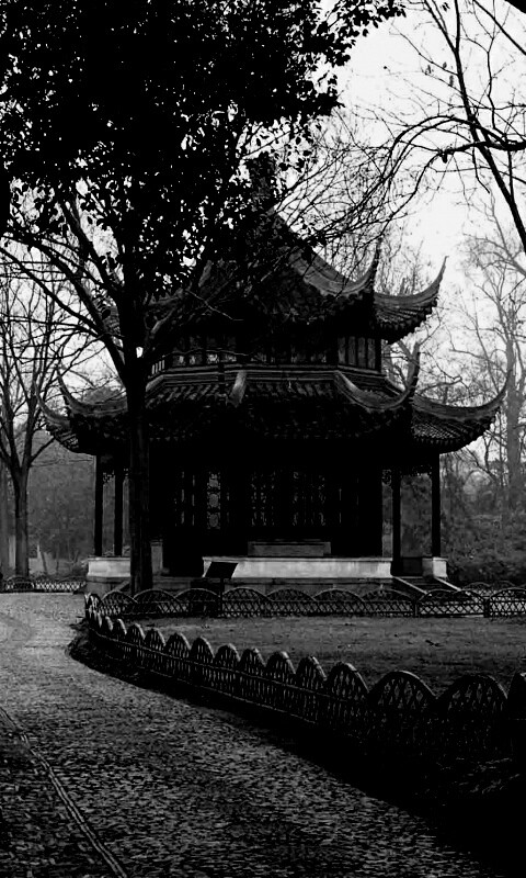 Домик я японском саду обои