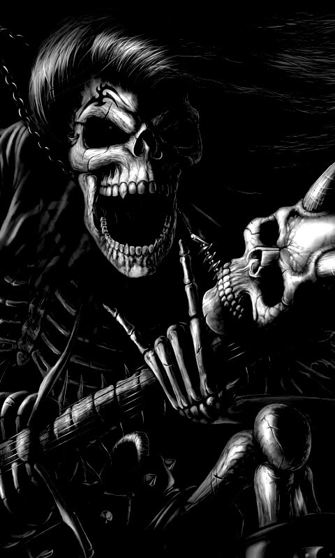 Скелет играет на скелет-гитары обои