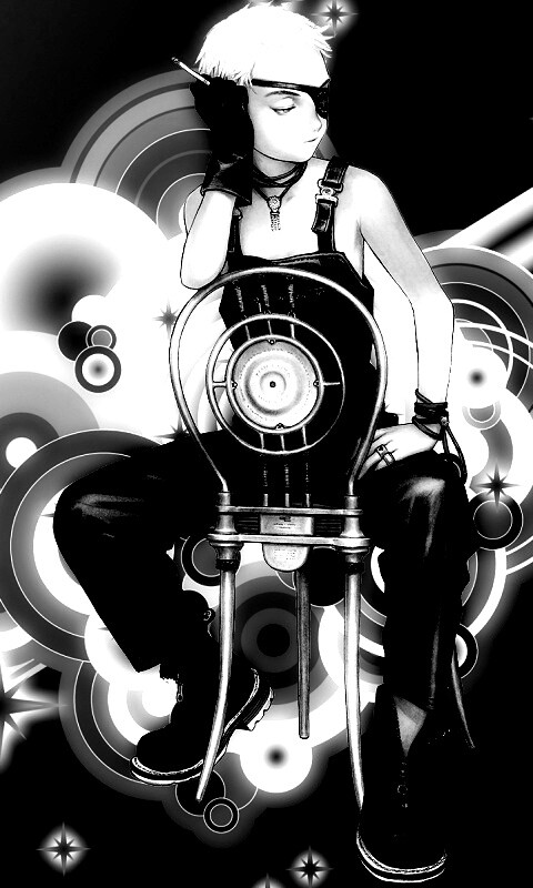 Одноглазый парень на стуле обои