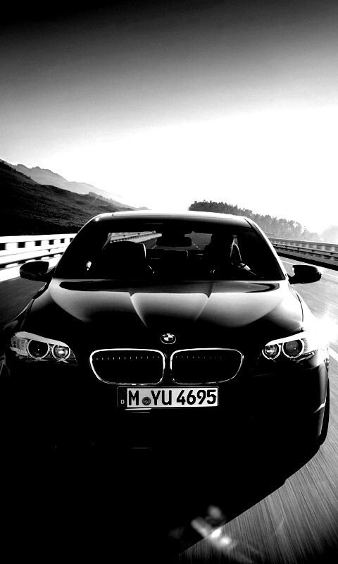 Синий БМВ на дороге обои