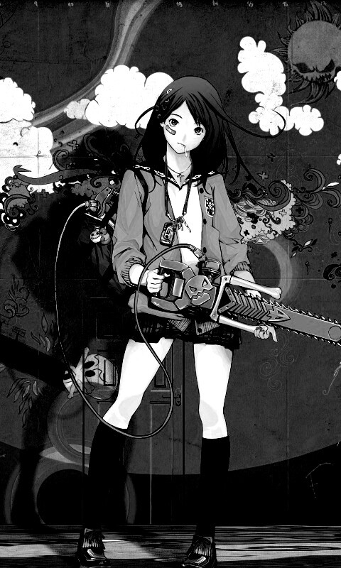 Девушка с бензопилой обои