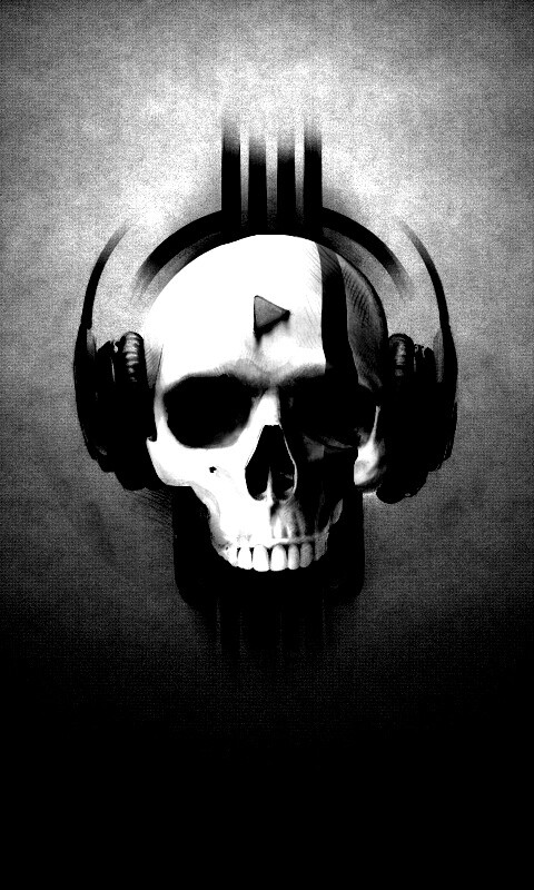 Череп в наушниках обои