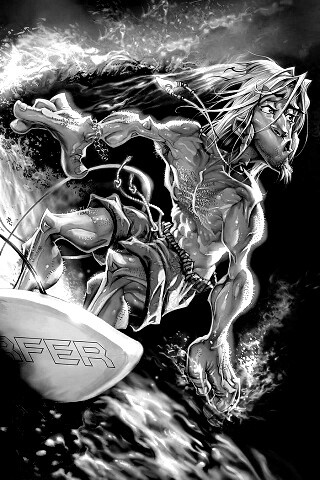 Карикатура на серфера обои