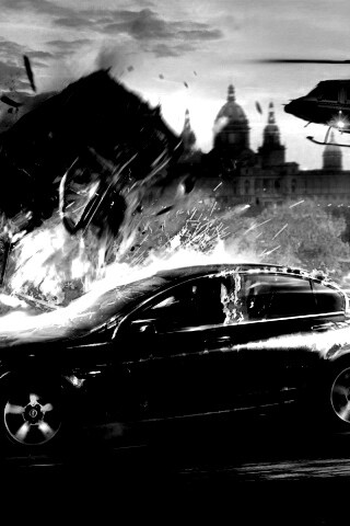 Погоня за горящей машиной обои