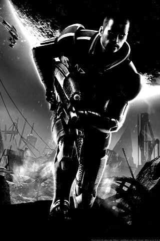 Капитан Шепард на руинах обои