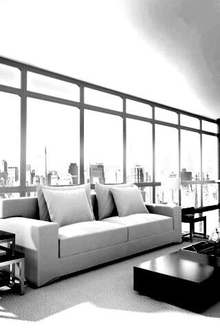 Квартира с видом на мегаполис обои