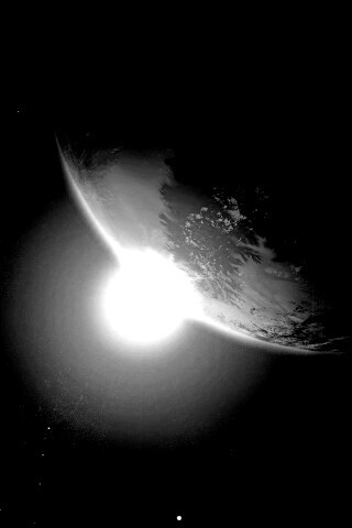 Солнце выглядывает из-за планеты обои