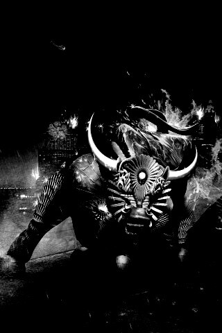 Воин и бык на крыше обои